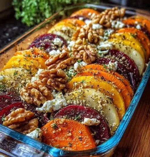Roasted Beet and Sweet Potato Bake